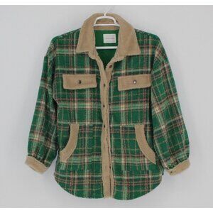 Green Plaid Sherpa-Lined Jacket By Panache Apparel -Women  Size Large 100% Polye